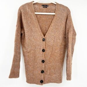 Zara Knit Womens Neutral Wool Mohair Blend Knit Cardigan Sweater Size‎ M Brown